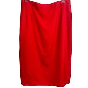 VTG Red Orange Silk Back Slit Lined Skirt Size 10 Womans Business